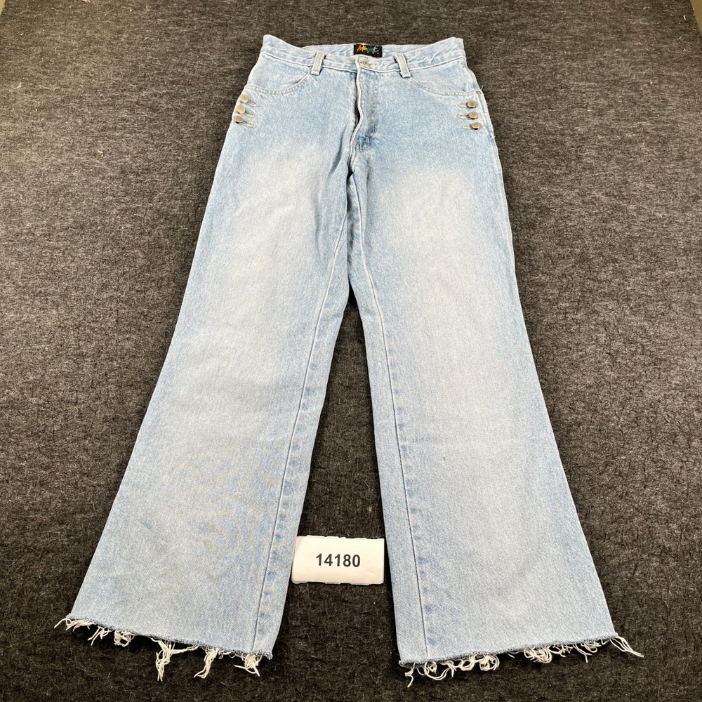 Vintage Action West Bootcut Leg Jeans Womens 6 Blue Denim Light Wash Raw Hem